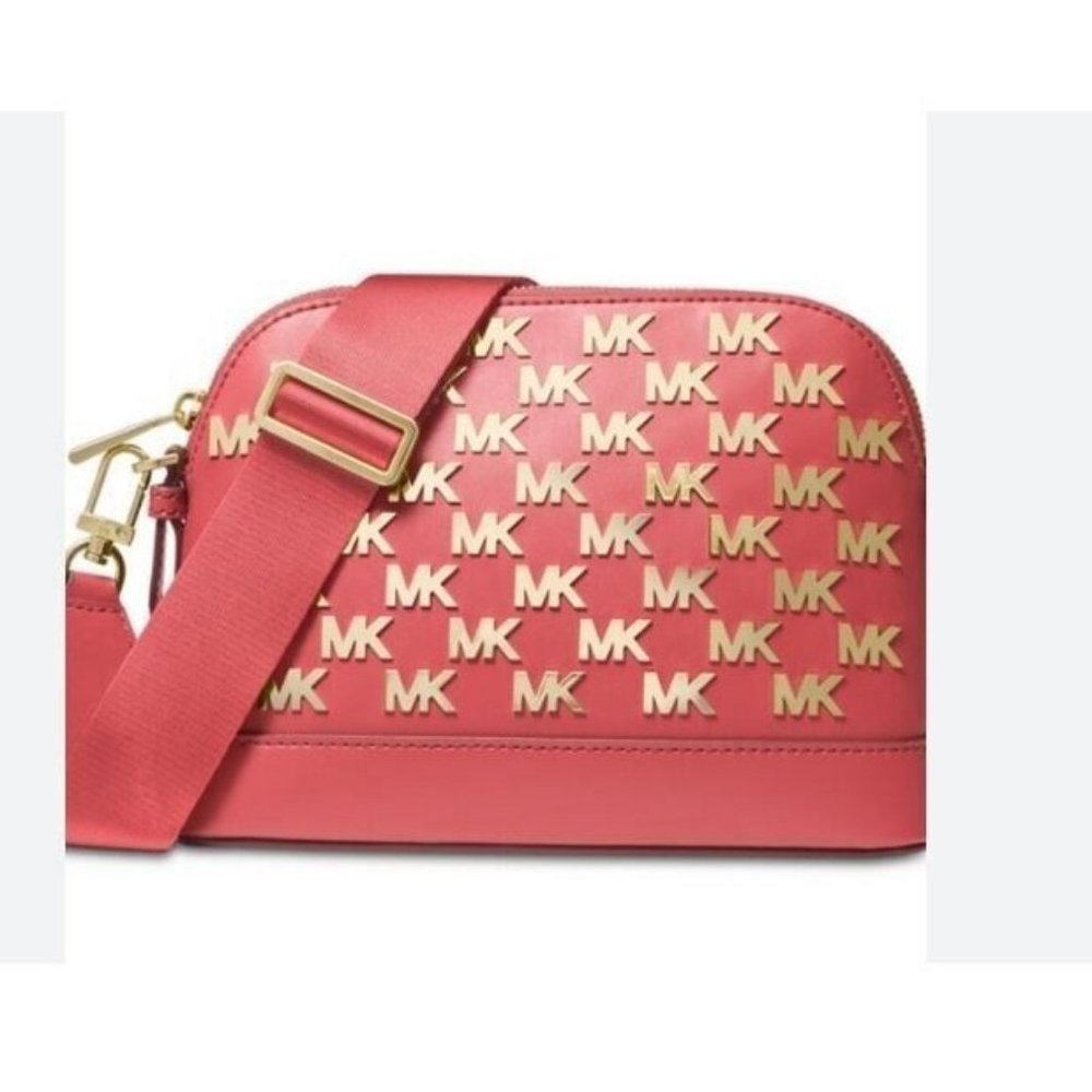 MICHAEL KORS Jet Set Charm logo faux-leather large crossbody bag -PINK/ORANGE